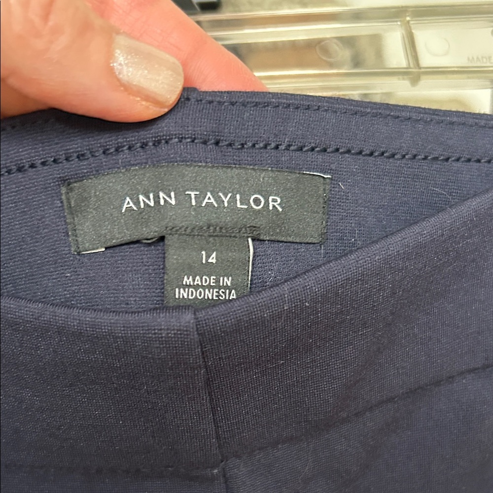 Ann Taylor Navy Blazer and wide leg pants with Gold Buttons - Picture 7 of 11